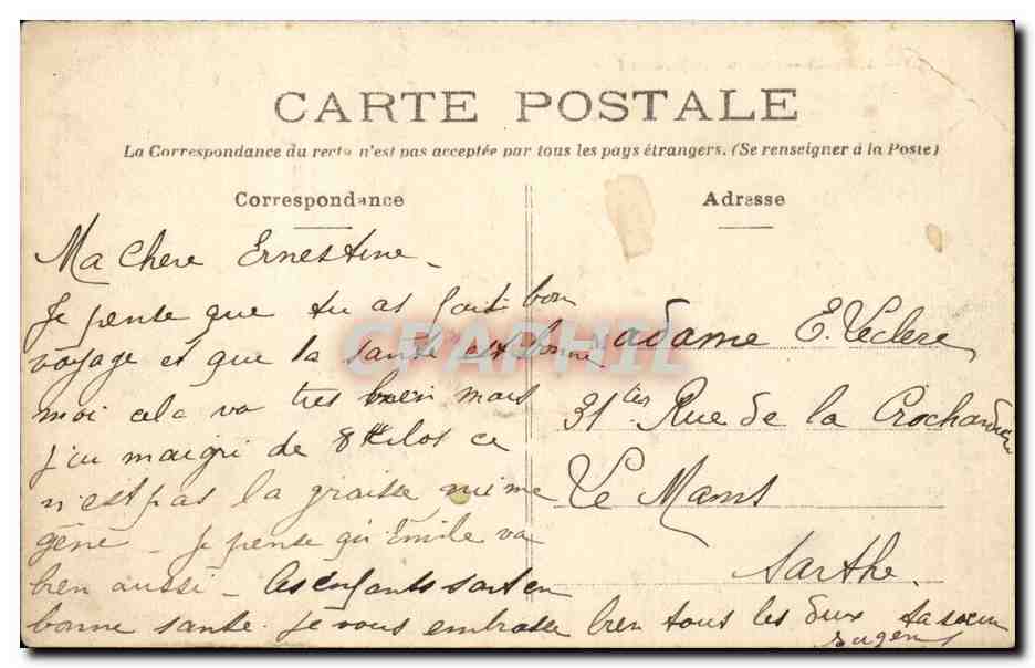 CPA Angers Caserne dEsjardins 135eme Militaria — Rückseite
