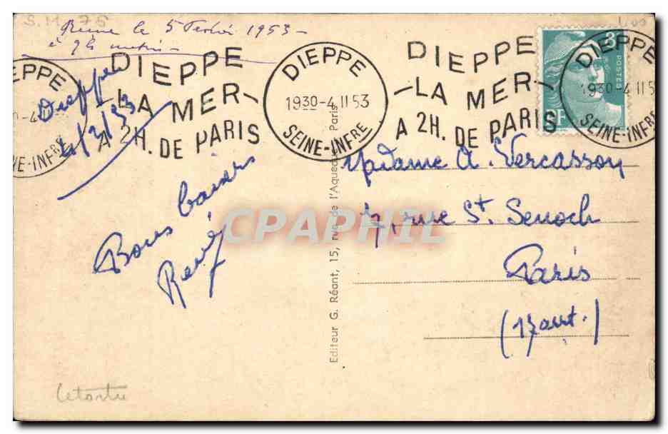 CPA Dieppe La grande rue — Rückseite