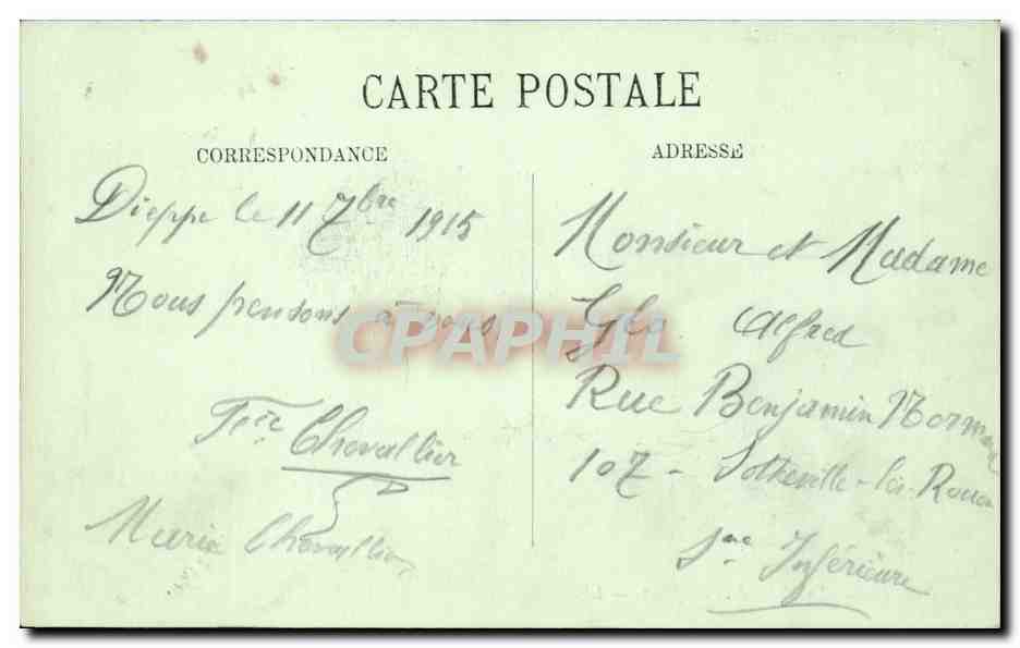 CPA Dieppe La malle dans les jetees ( bateau boat ship ) — Rückseite