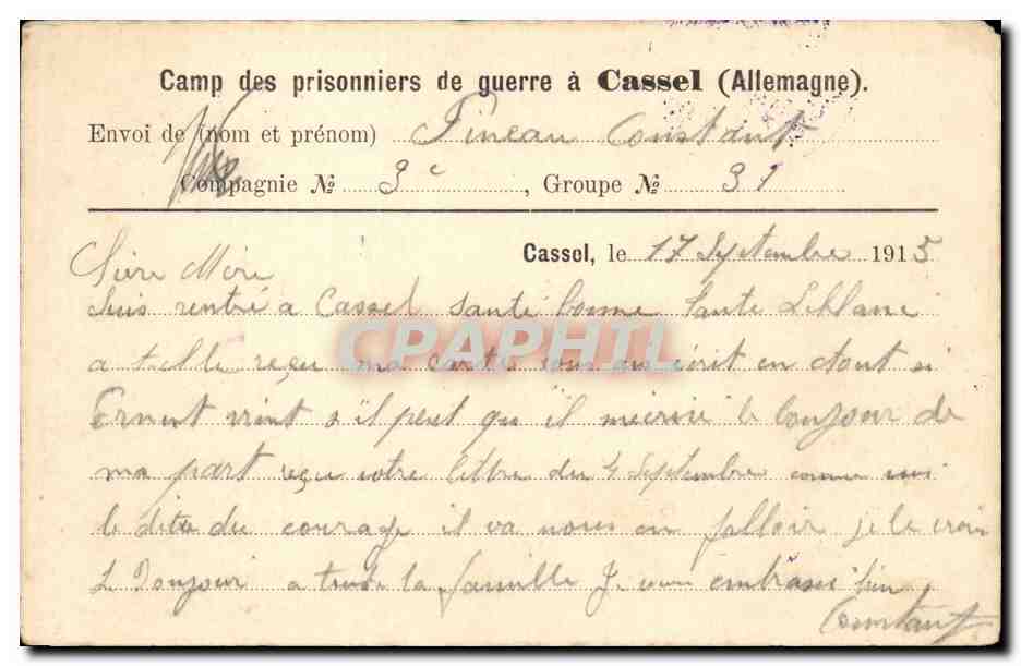 Carte pour corrspondance Feldpostkarte Niederzwehr pour La Fleche Sarthe — Rückseite