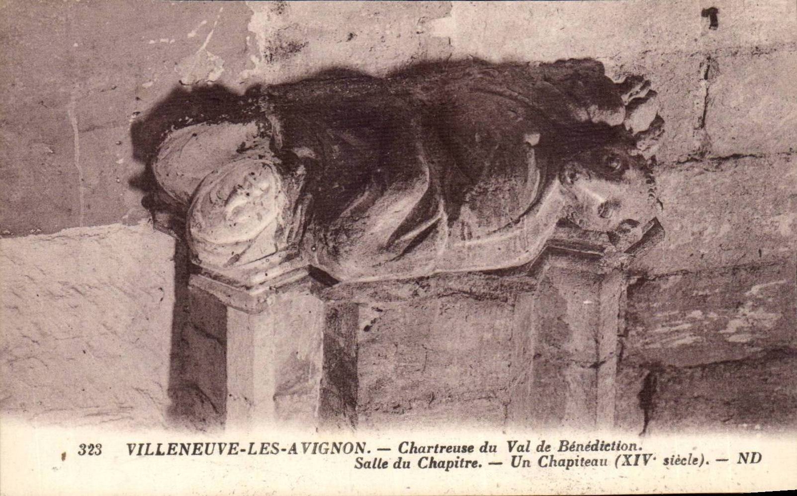Villeneuve-lès-Avignon — Chartreuse du Val de Bénédictine — Kapitelhalle — Ein Kapitell (14. Jahrhundert)