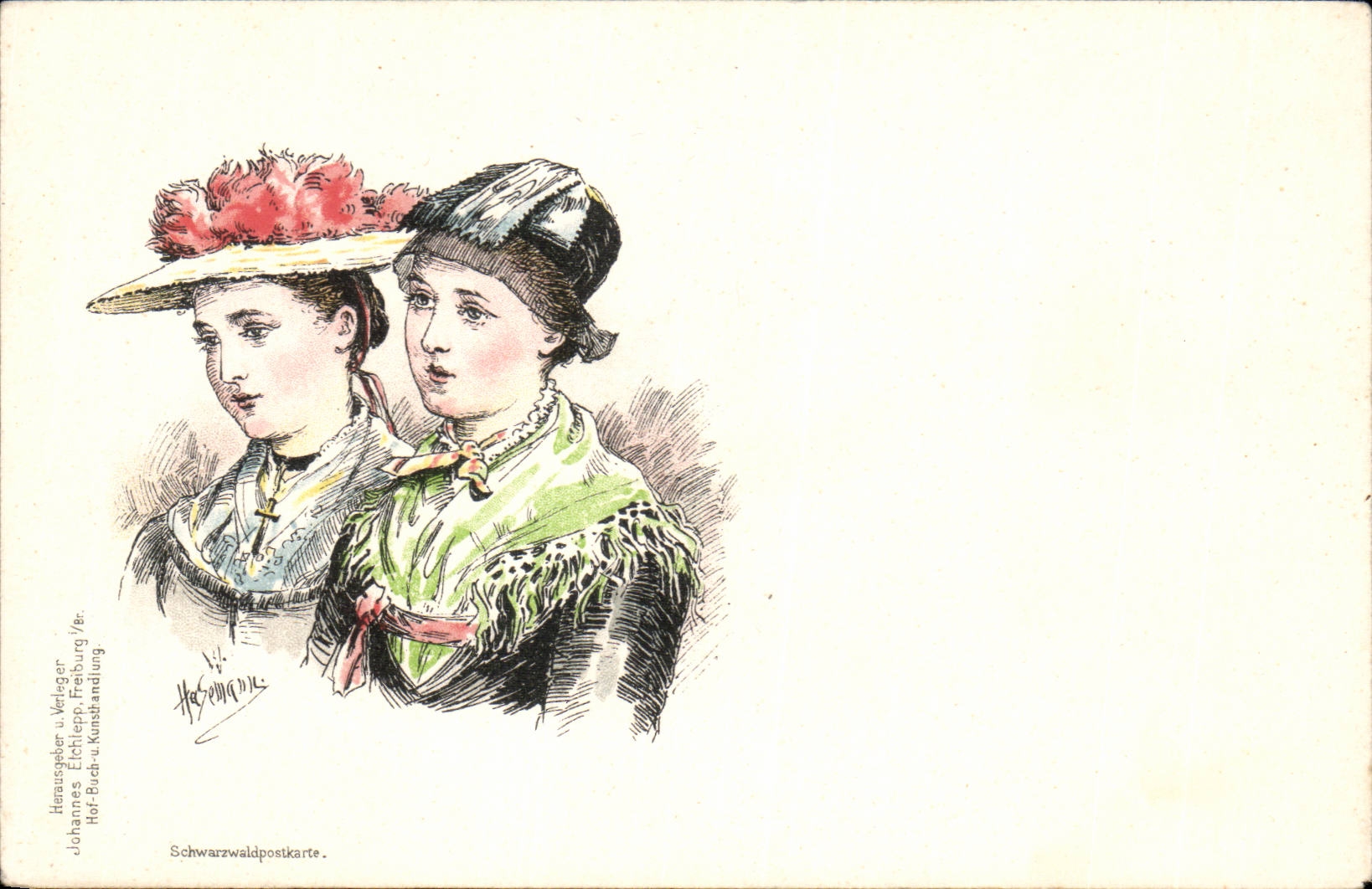 CPA Schwarzwaldpostkarte Femme Folklore Hasemann Freiburg