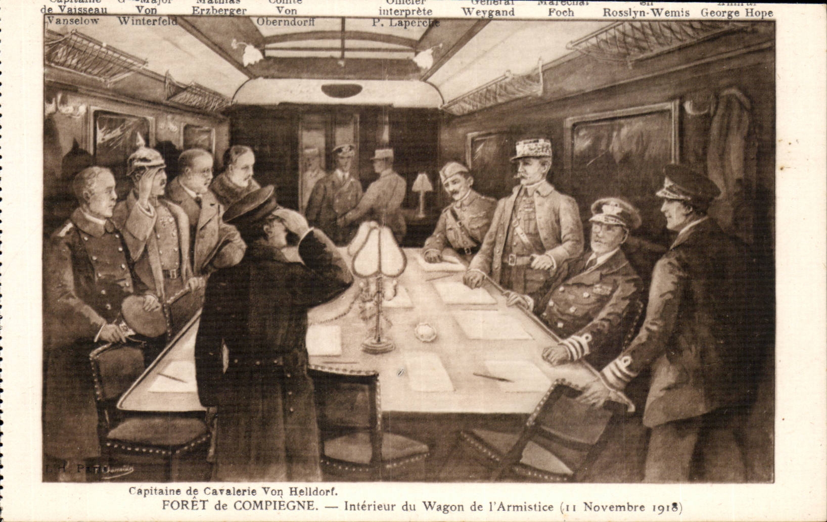 Innenraum des Wagens des Waffenstillstands — WÄLDER von COMPIEGNE — 11. November 1918