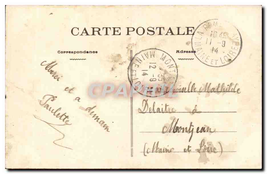 CPA La pommeraye la route de Montjean — Rückseite