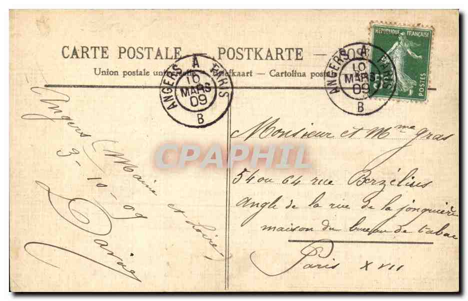 Angers — Boulevard du Château, pris du Pont de la Basse-Chaîne — Edit F. Duvivier — Rückseite