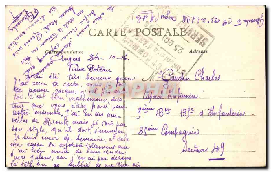 CPA Angers Pont de la Haute Chaine — Rückseite