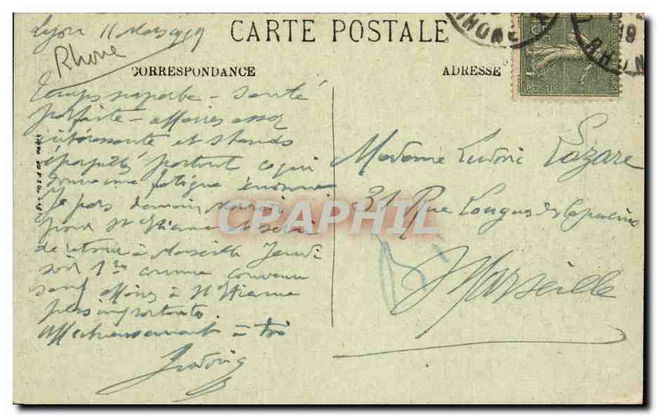 CPA Lyon La SAone et vue generale prise du restaurant Gay a Fourviere — Rückseite