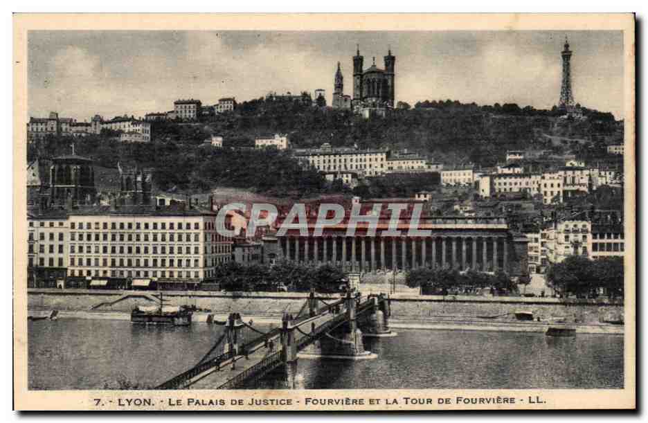 CPA Lyon palais de justice Fourviere et tour de Fourviere