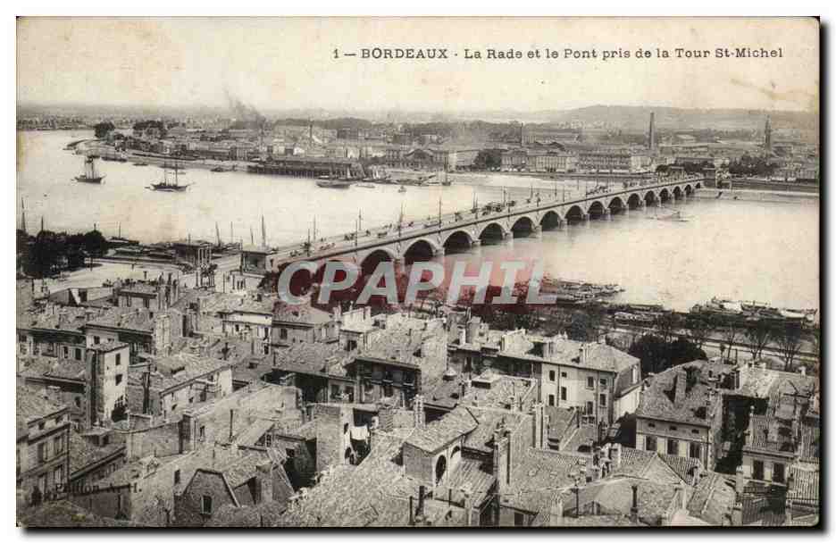 Bordeaux CPA La rade et le pont pris de la Tour St Michel