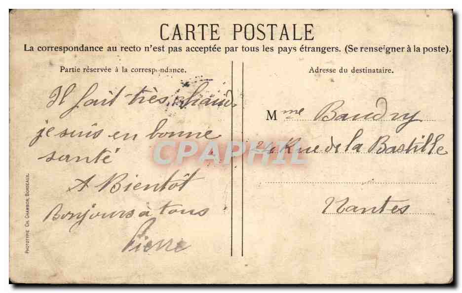 Bordeaux CPA le pont — Verso