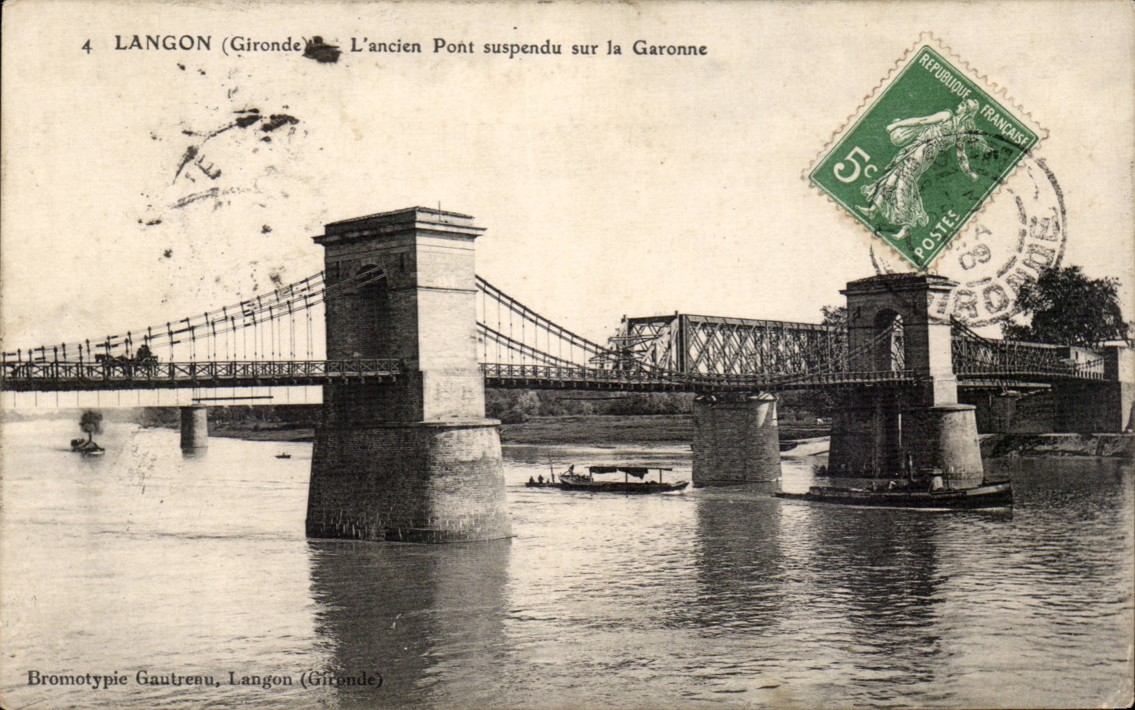 Bordeaux CPA Ancien pont suspendu sur la GAronne