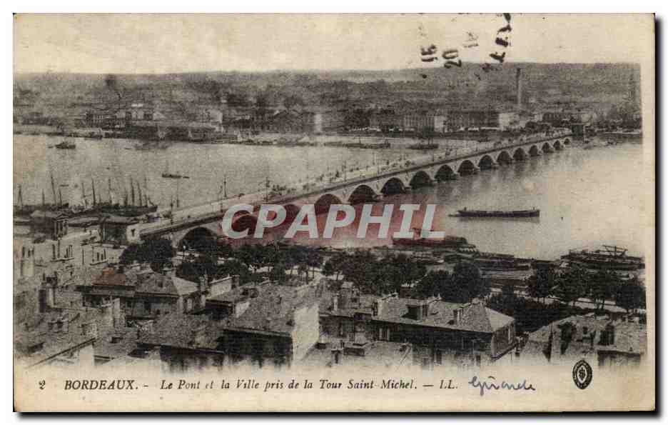 Bordeaux CPA Le pont et la ville pris de la tour Saint Michel