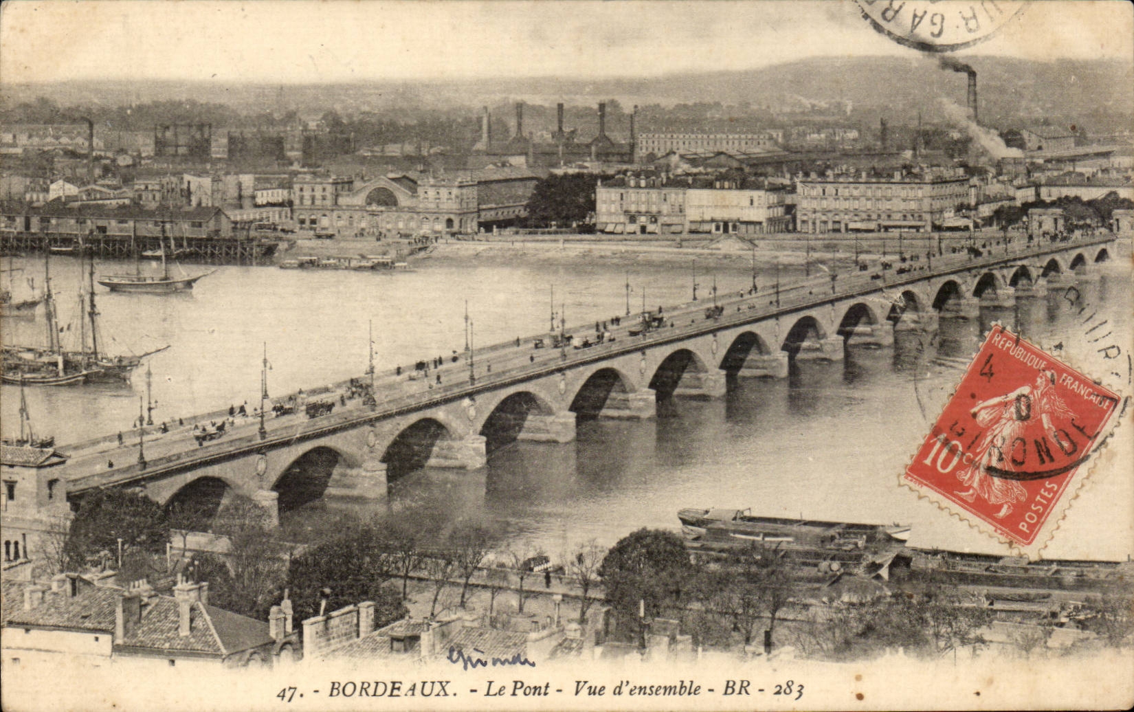 Bordeaux CPA Le pont vue d'ensemble