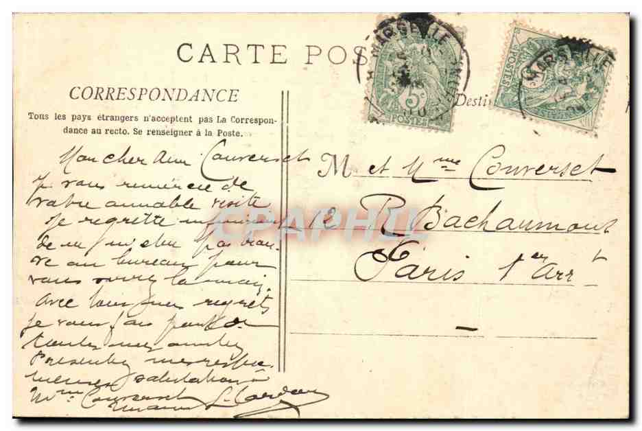 CPA Marseille la jetee par un jour de mistral — Rückseite