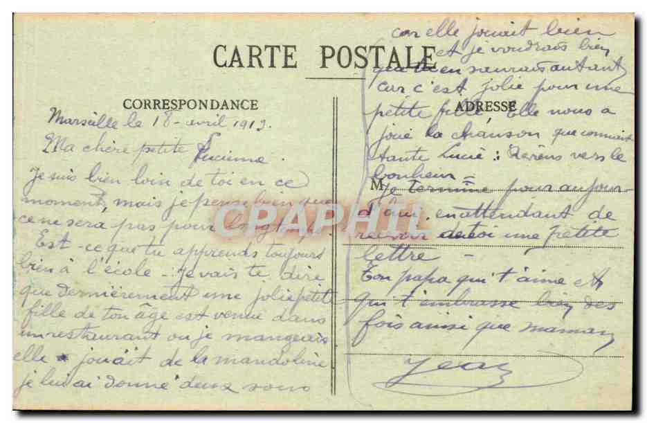 CPA Marseille La corniche Anse du prophete — Verso