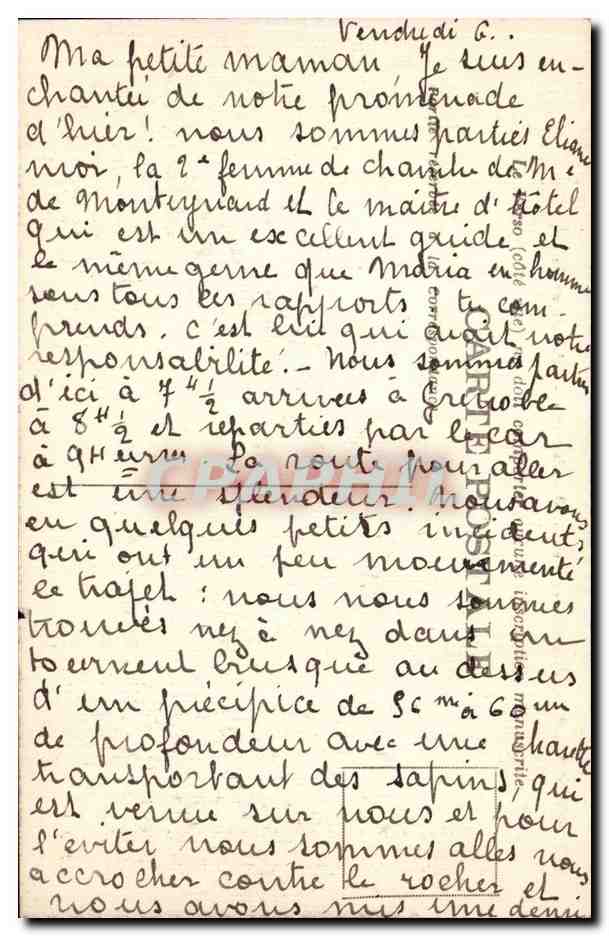 Grenoble CPA Vue generale et le Moucherotte Effet de neige — Verso