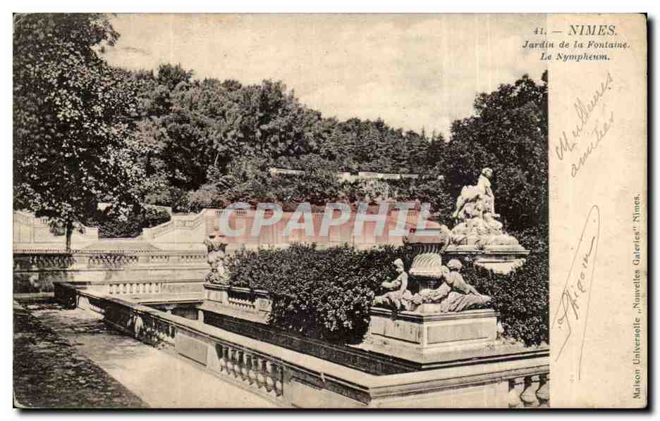 Nîmes. Jardin de la Fontaine. Le Nymphéum — éditeur : Maison Universelle, Nouvelles Galeries, Nîmes. N° 41.