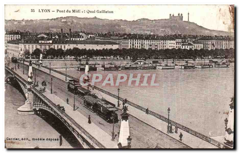 CPA Lyon Pont du Midi et quai Gailleton