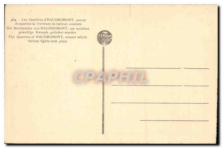 Carrières d'Haudromont — Verdun — Éditions Verdun — Verso