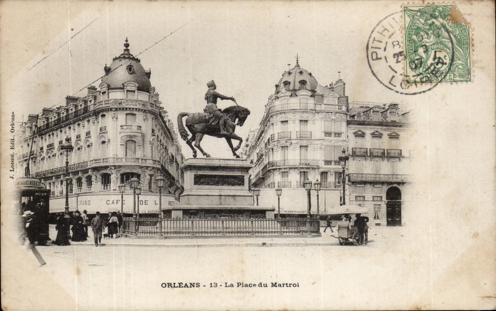 Orléans - 13 - La Place du Martroi — statue équestre — J. Lonné, Éditeur, Orléans