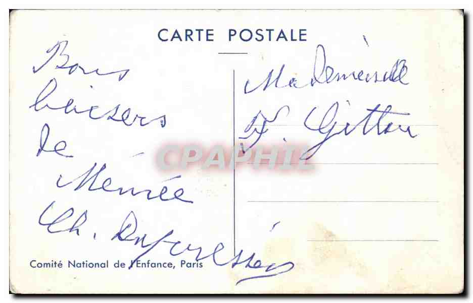 Enfant dans un arbre — Strasbourg — Comité National de l'Enfance, Paris — Verso