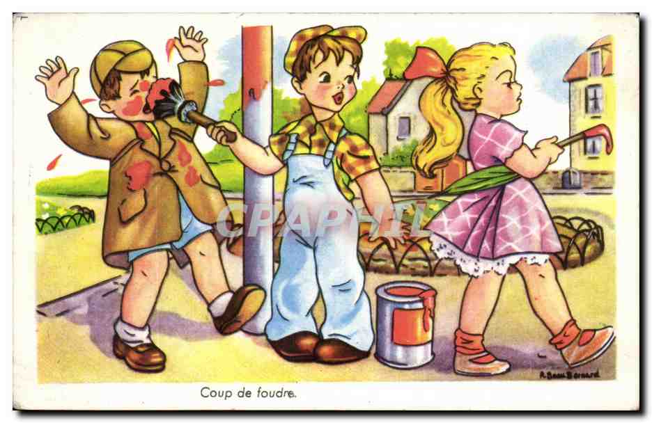 CPA Fantaisie Enfants Coup de foudre