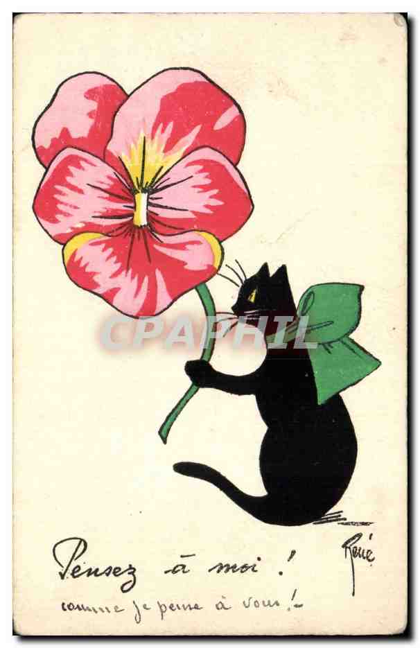 CPM Fantaisie Chat Cat et fleur