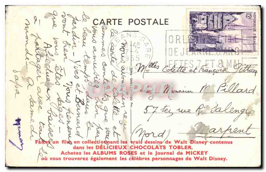 CPA Fantaisie Enfant Indien Indian Walt Disney Tobler — Rückseite