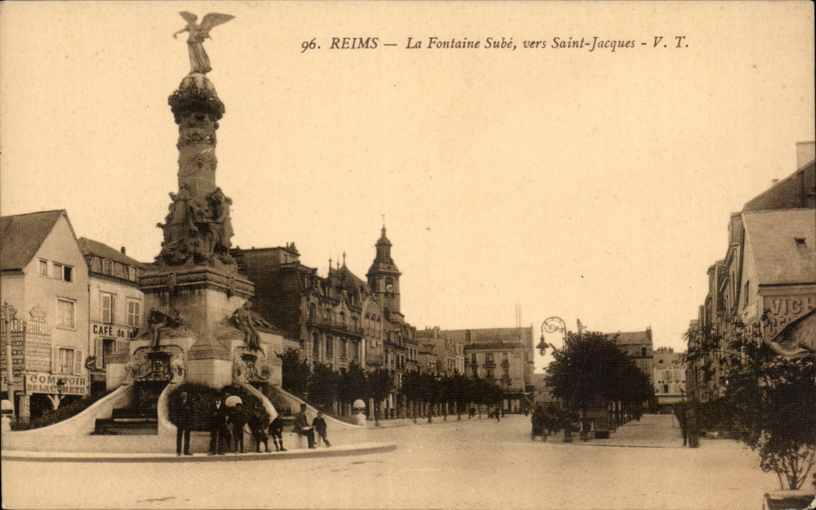 Reims CPA La fontaine Sube vers Saint Jacques