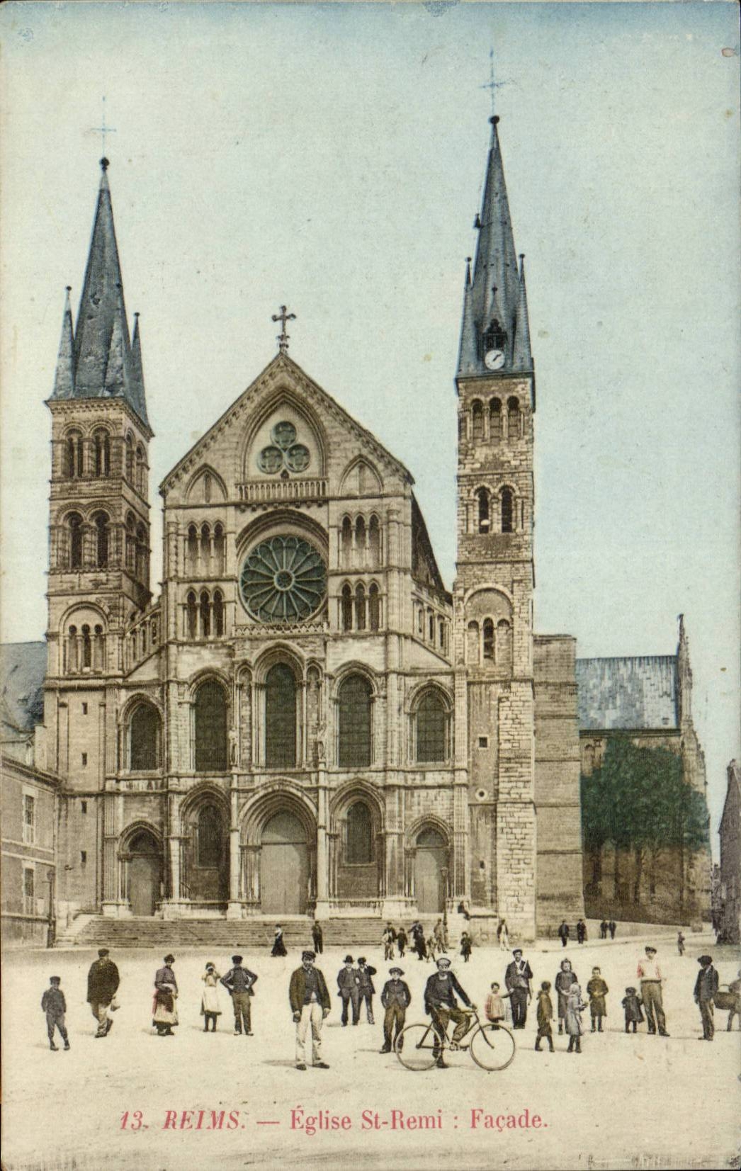 Reims CPA Eglise Saint Remi Facade