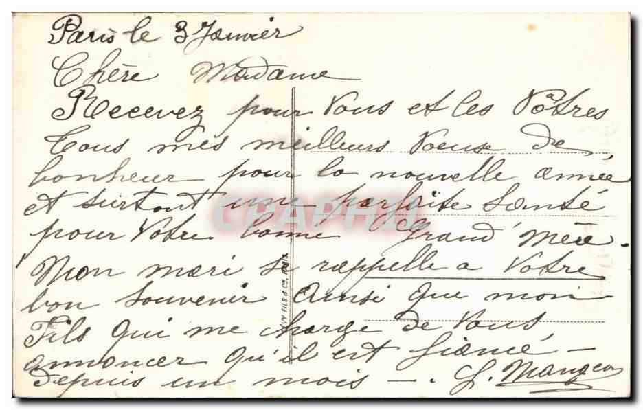 CPA Fantaisie Fleur Bonne annee — Verso