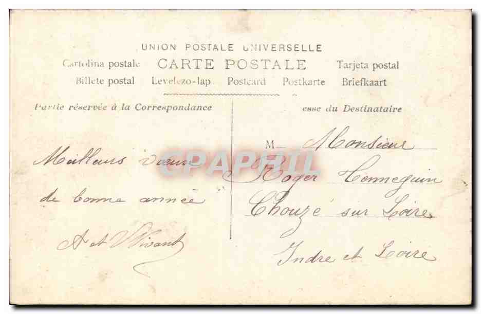 Femme avec avion — Bonne Année — CPAPHIL — Verso