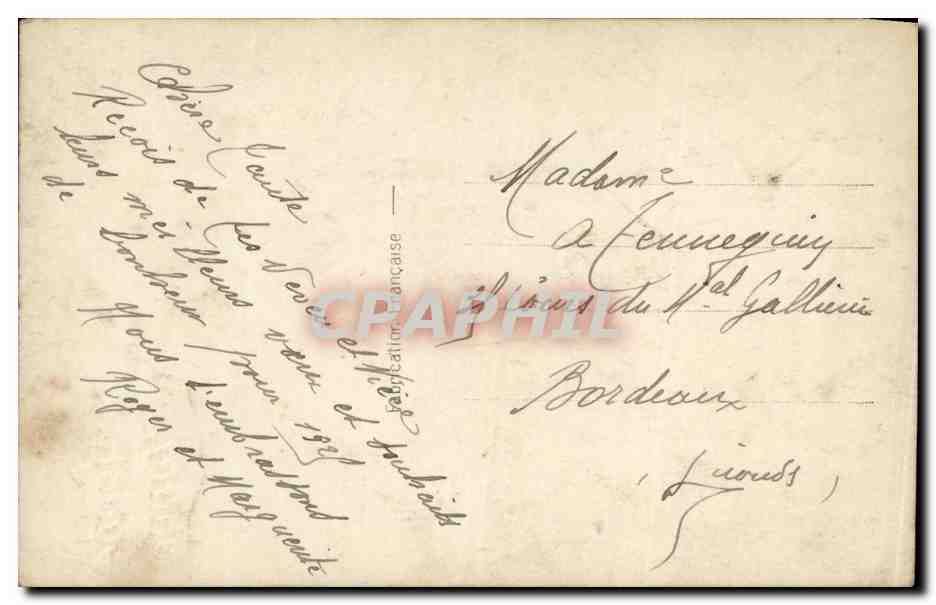 Jeune femme en robe bleue — Bonne Année — Léo 451 — Verso