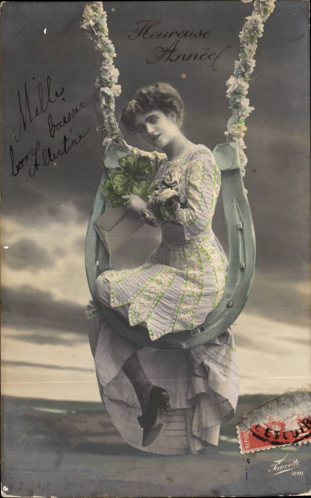 Femmes sur balançoire — Heureuse Année — Finvrelle 1210