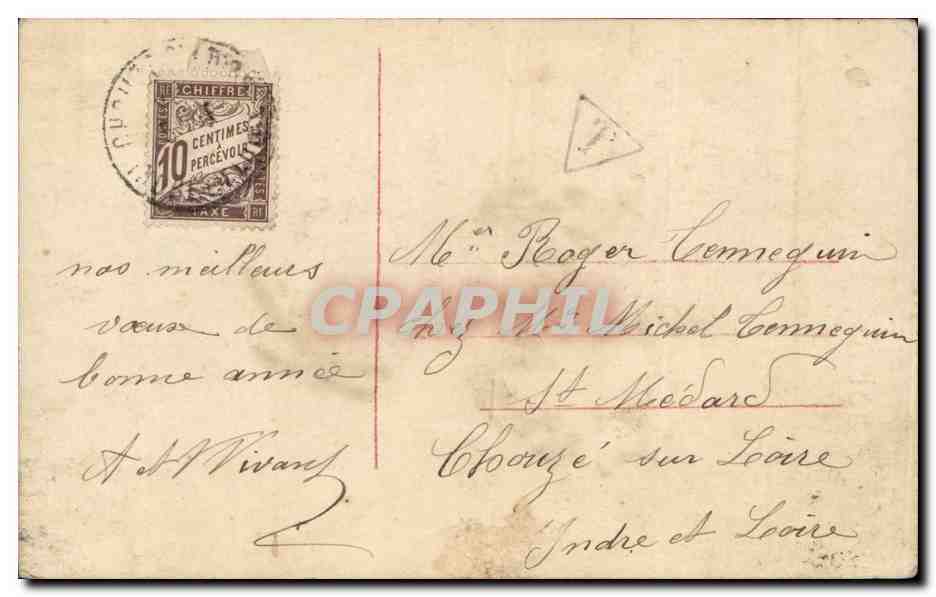 Jeune femme avec couronne de feuilles — Bonne Année — éditeur anonyme, n° de série non visible — Verso