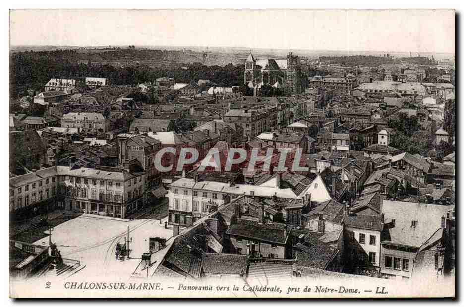 CPA Chalons sur Marne Panorama vers la cathedrale pris de Notre Dame