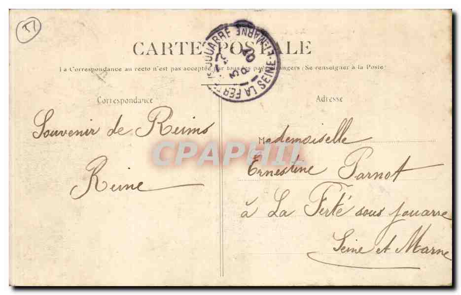 CPA Reims Vue generale — Rückseite