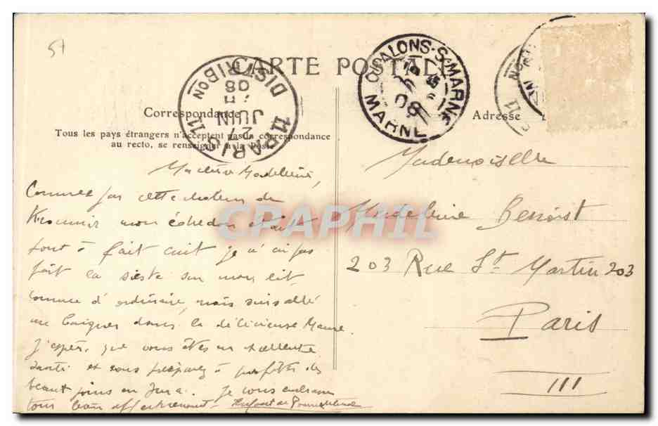 Chalons-sur-Marne — L'Abside et les Tours de la Cathédrale Saint-Étienne (Restauration achevée en 1907) — Éditeur inconnu, n° 133 — Achterkant