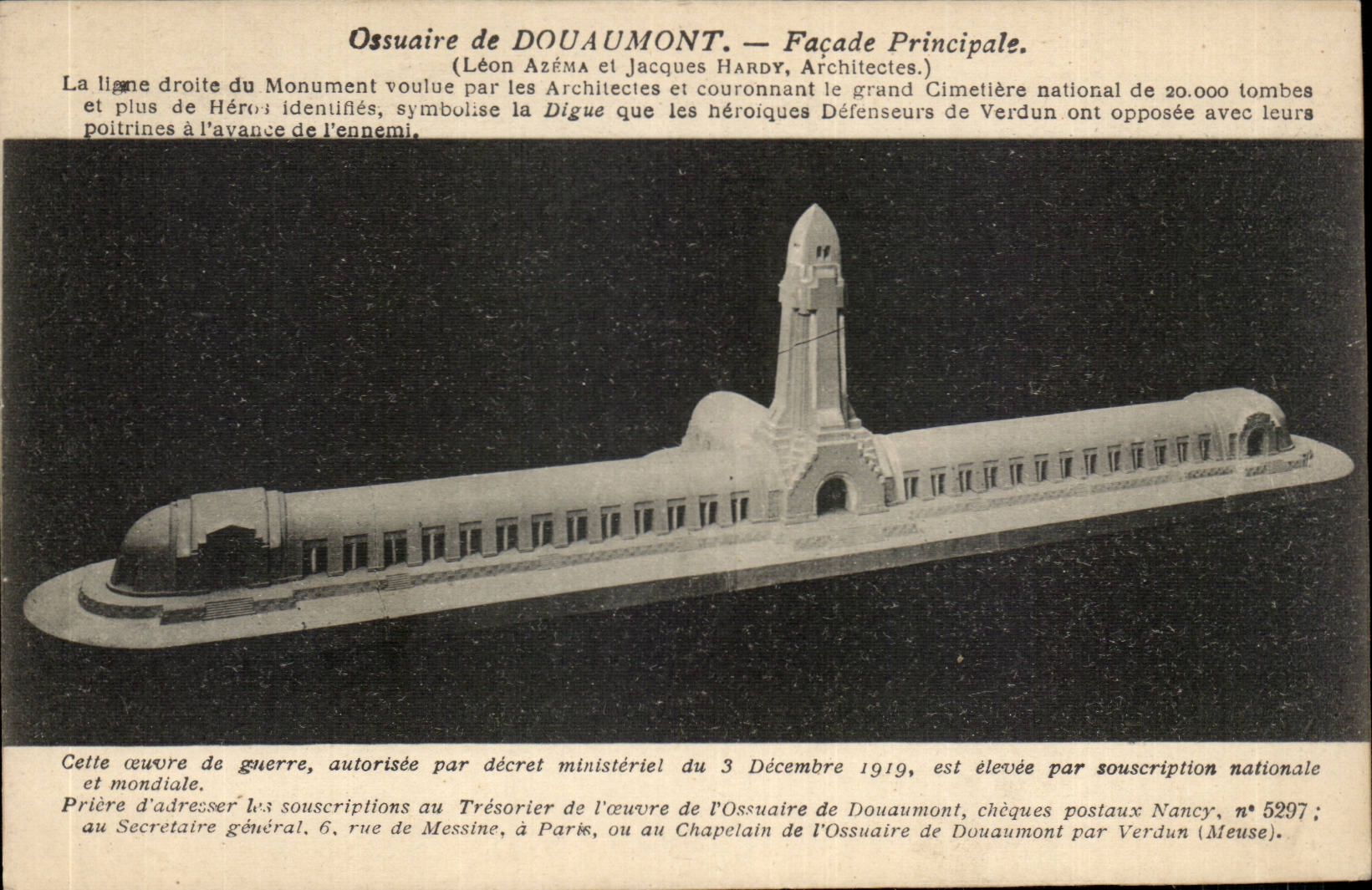 Ossuaire de Douaumont — Façade Principale — Phototypie A. Hénaud et Cie, n° 5297