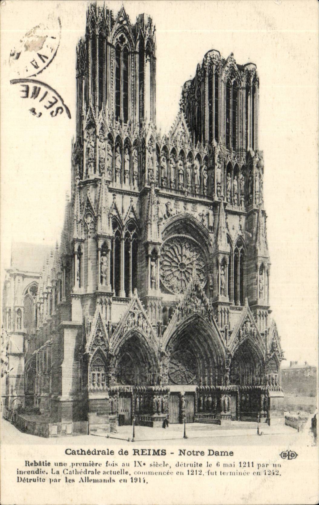 CPA CAthedrale de Reims Notre Dame