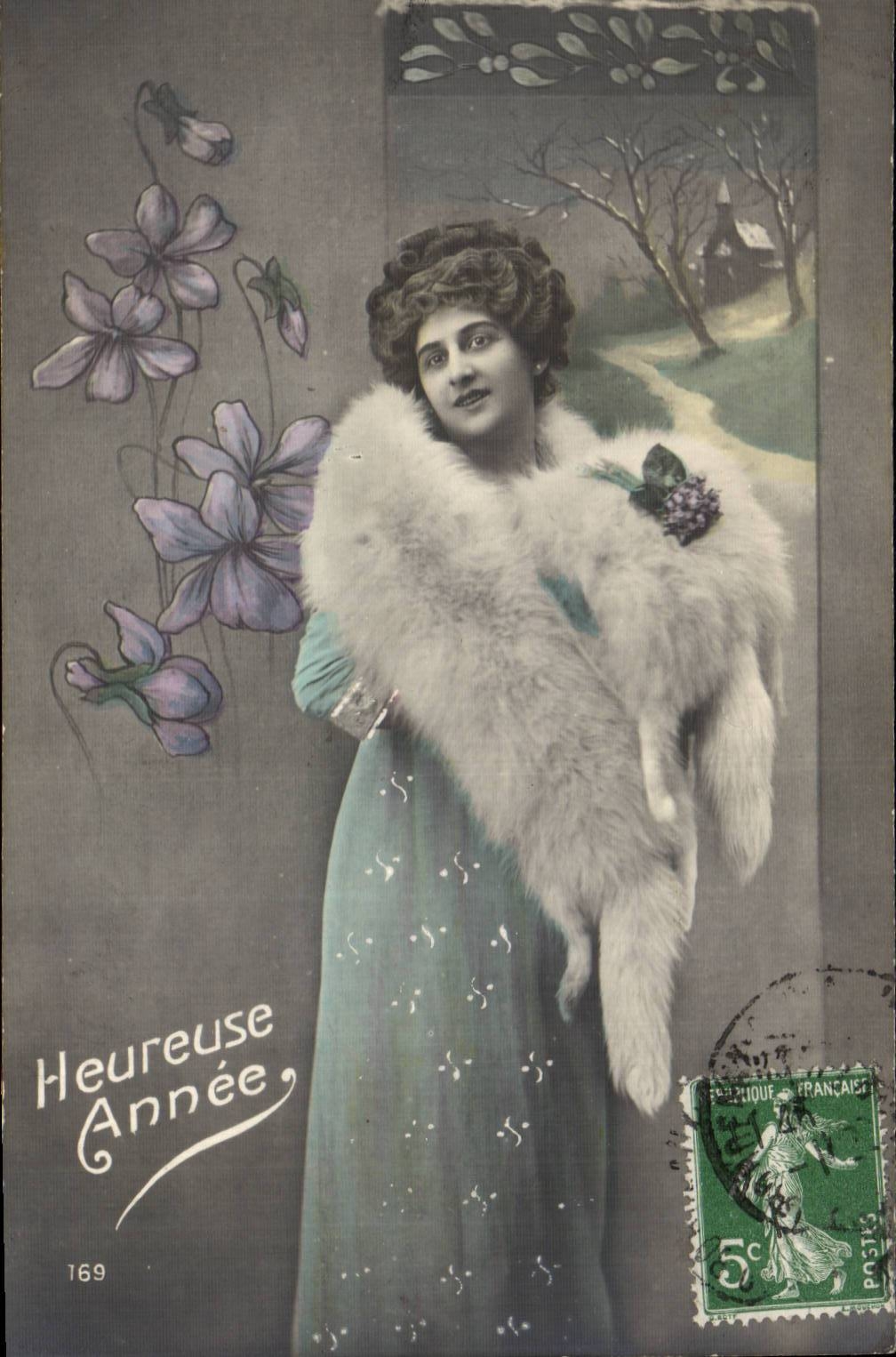CPA Fantaisie Femme Heureuse annee