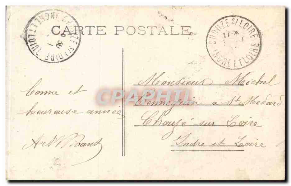CPA Fantaisie Femme Heureuse annee — Verso