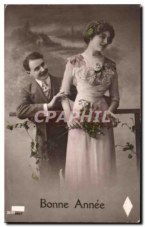 Bonne Année — couple en tenue d'époque — éditeur CPAPHIL n°20061267