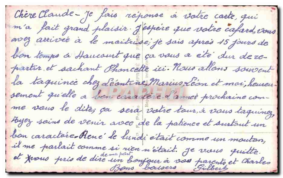 CPA Fantaisie Fleur Rose — Verso