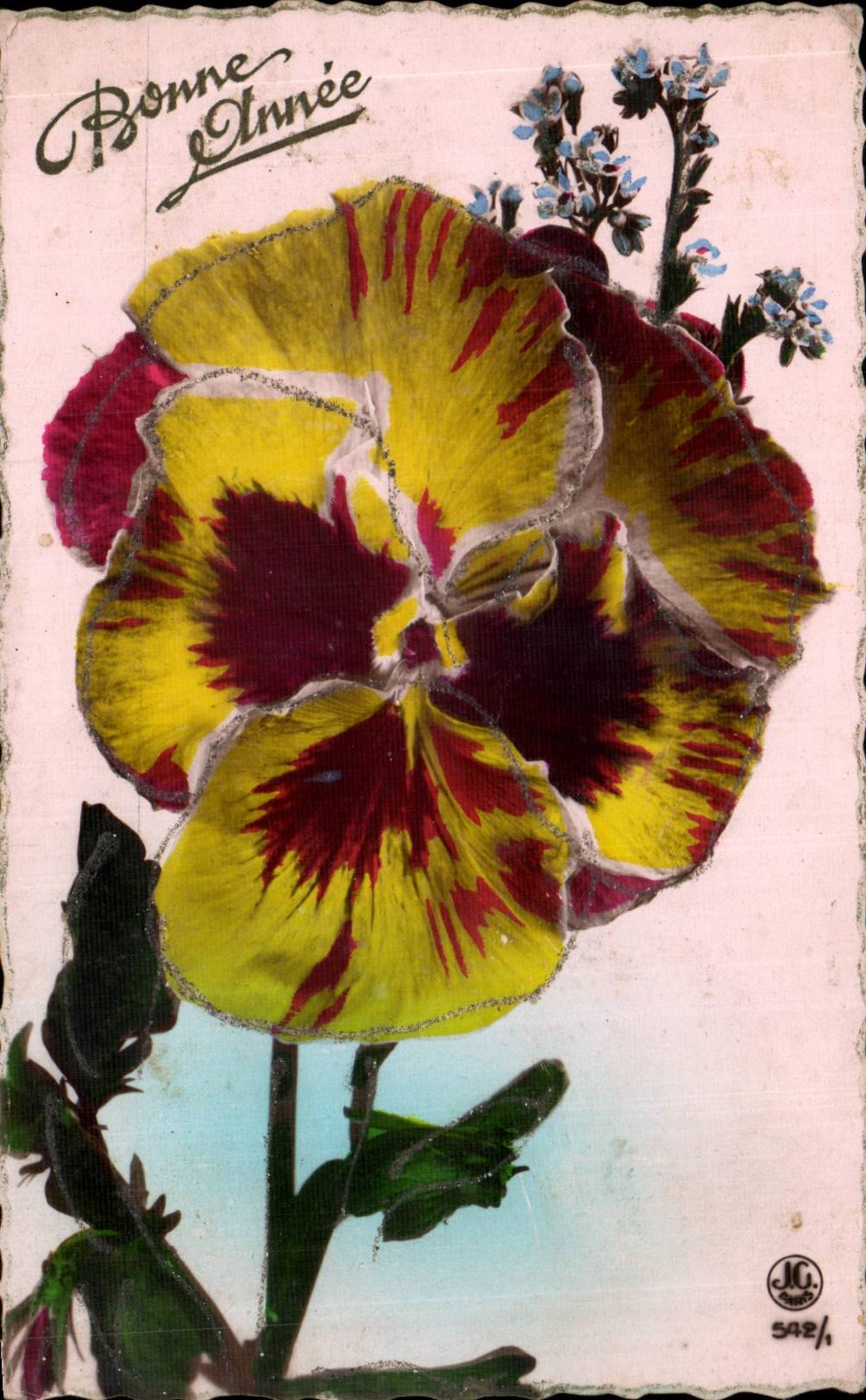 CPA Fantaisie Fleurs Bonne annee