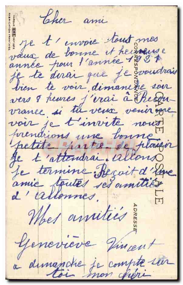 CPA Fantaisie Bonne annee — Rückseite