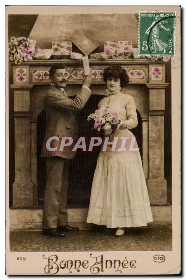Couple devant cheminée — Bonne Année — Circe, n° 5051
