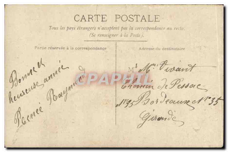 Couple devant cheminée — Bonne Année — Circe, n° 5051 — Reverso
