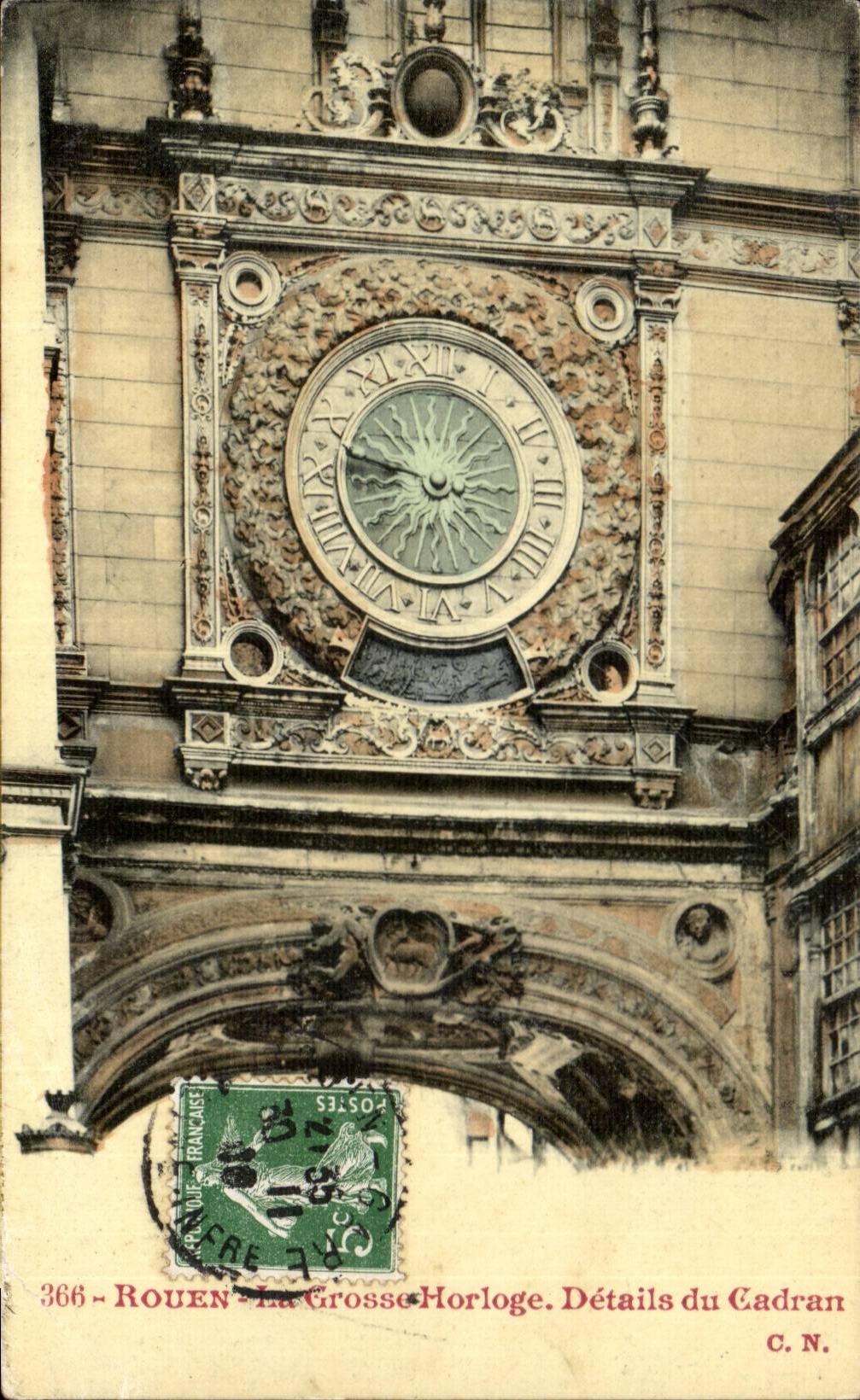 Rouen CPA La grosse horloge Details du cadran