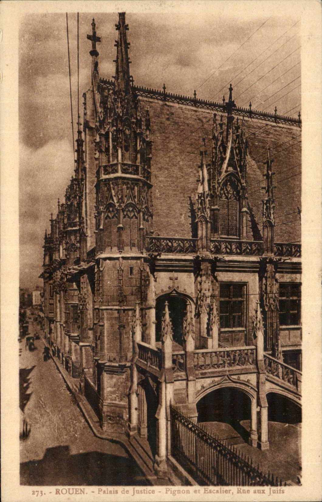 Rouen CPA Le palais de justice Pignon et escalier Rue aux Juifs